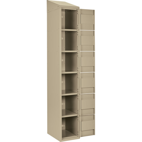 Clean Line Lockerette, 6 -tier, Bank of 4, 48" x 18" x 78", Steel, Beige, Rivet (Assembled) R.M.G. Prévention