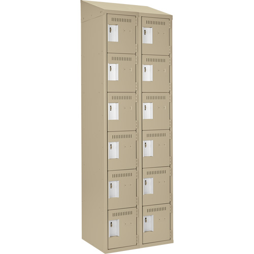 Clean Line Lockerette, 6 -tier, Bank of 2, 24" x 18" x 78", Steel, Beige, Rivet (Assembled) R.M.G. Prévention