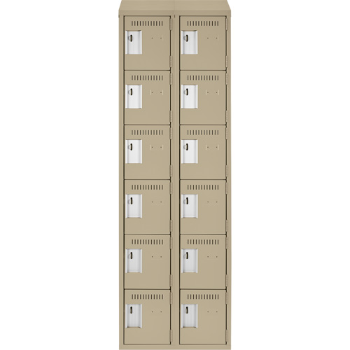 Clean Line Lockerette, 6 -tier, Bank of 2, 24" x 18" x 78", Steel, Beige, Rivet (Assembled) R.M.G. Prévention