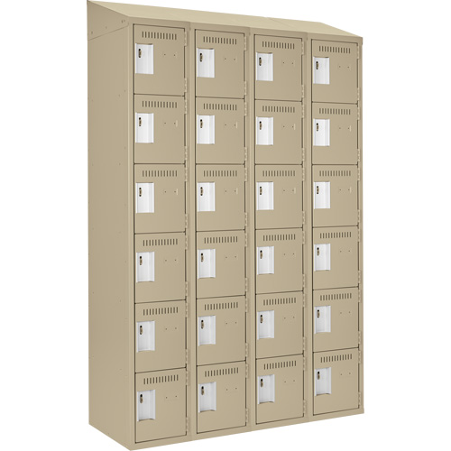 Clean Line Lockerette, 6 -tier, Bank of 4, 48" x 18" x 78", Steel, Beige, Rivet (Assembled) R.M.G. Prévention