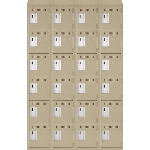 Clean Line Lockerette, 6 -tier, Bank of 4, 48" x 18" x 78", Steel, Beige, Rivet (Assembled) R.M.G. Prévention