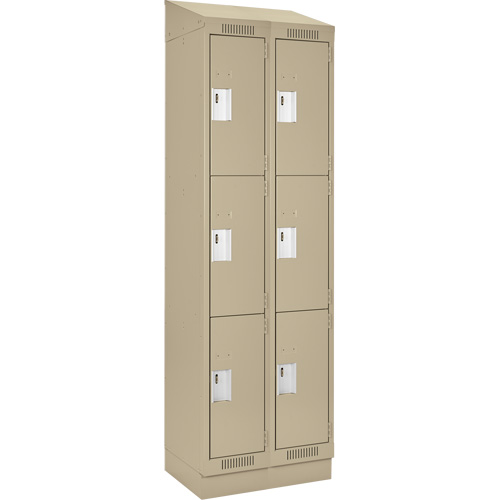Clean Line Lockers, 3 -tier, Bank of 2, 24" x 18" x 82", Steel, Beige, Rivet (Assembled) R.M.G. Prévention