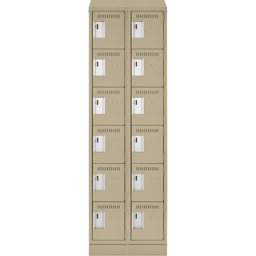 Clean Line Lockerette , 6 -tier, Bank of 2, 24" x 18" x 82", Steel, Beige, Rivet (Assembled) R.M.G. Prévention