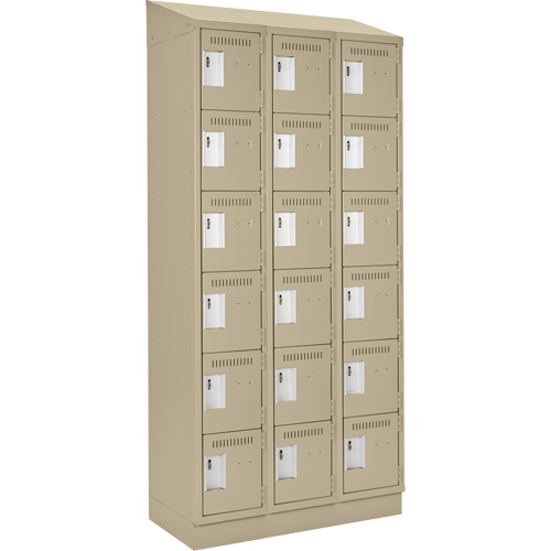Clean Line Lockerette , 6 -tier, Bank of 3, 36" x 18" x 82", Steel, Beige, Rivet (Assembled) R.M.G. Prévention