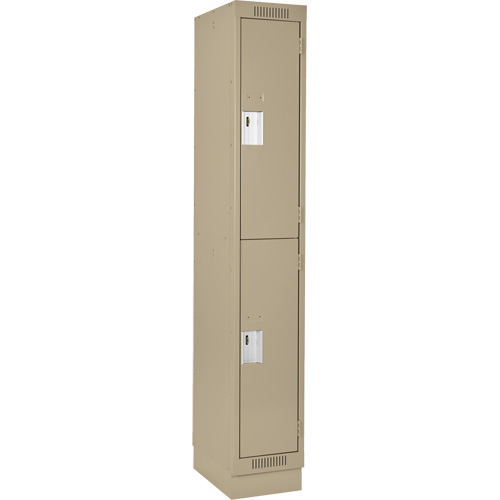 Clean Line Lockers, 2 -tier, 12" x 18" x 76", Steel, Beige, Rivet (Assembled) R.M.G. Prévention
