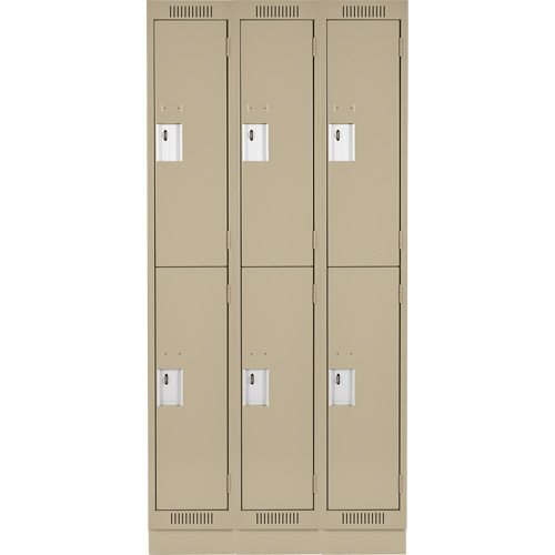 Clean Line Lockers, 2 -tier, Bank of 3, 36" x 18" x 76", Steel, Beige, Rivet (Assembled) R.M.G. Prévention