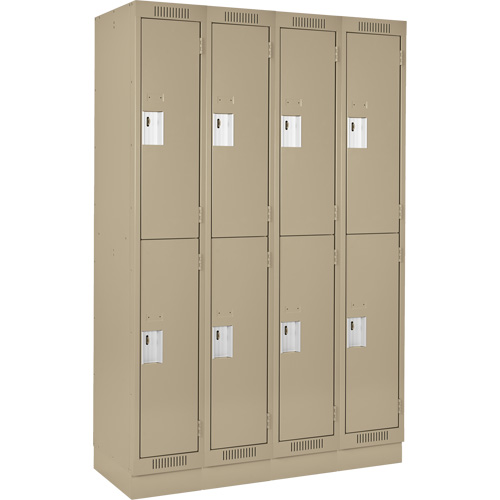 Clean Line Lockers, 2 -tier, Bank of 4, 48" x 18" x 76", Steel, Beige, Rivet (Assembled) R.M.G. Prévention
