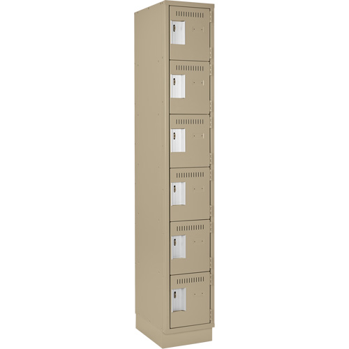 Clean Line Lockerette, 6 -tier, 12" x 18" x 76", Steel, Beige, Rivet (Assembled) R.M.G. Prévention