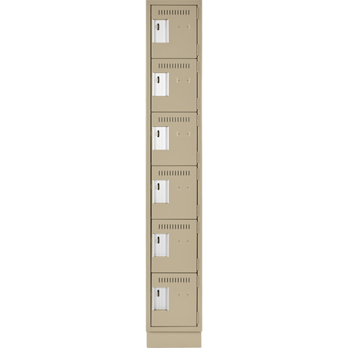 Clean Line Lockerette, 6 -tier, 12" x 18" x 76", Steel, Beige, Rivet (Assembled) R.M.G. Prévention