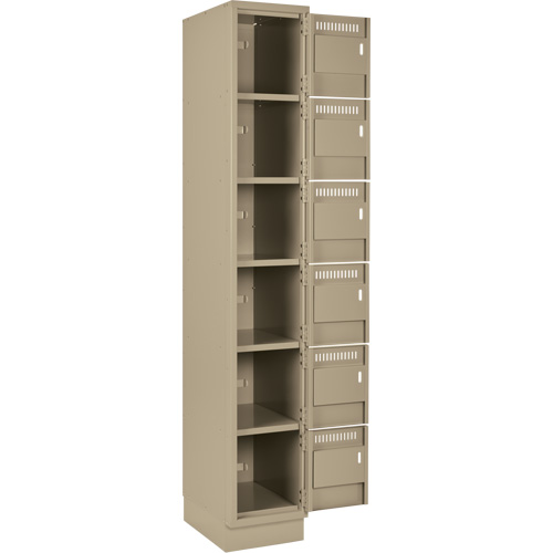 Clean Line Lockerette, 6 -tier, Bank of 2, 24" x 18" x 76", Steel, Beige, Rivet (Assembled) R.M.G. Prévention