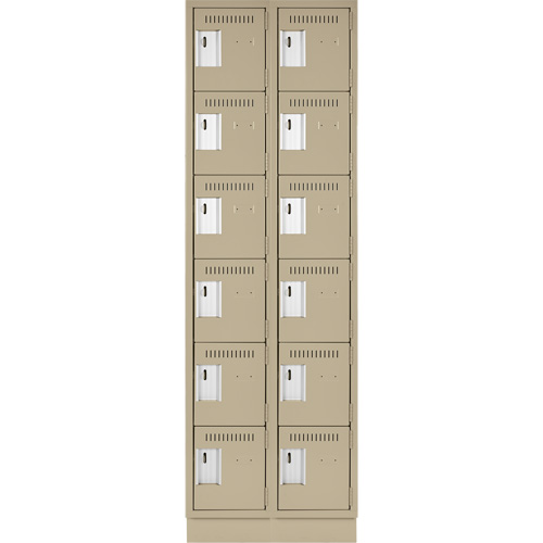 Clean Line Lockerette, 6 -tier, Bank of 2, 24" x 18" x 76", Steel, Beige, Rivet (Assembled) R.M.G. Prévention