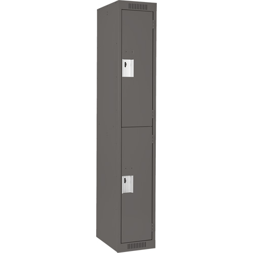 Clean Line Lockers, 2 -tier, 12" x 18" x 72", Steel, Charcoal, Rivet (Assembled) R.M.G. Prévention
