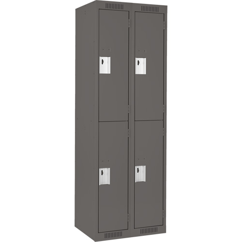 Clean Line Lockers, 2 -tier, Bank of 2, 24" x 18" x 72", Steel, Charcoal, Rivet (Assembled) R.M.G. Prévention