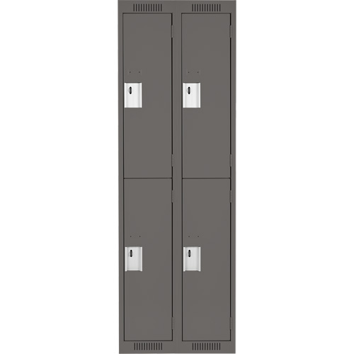 Clean Line Lockers, 2 -tier, Bank of 2, 24" x 18" x 72", Steel, Charcoal, Rivet (Assembled) R.M.G. Prévention
