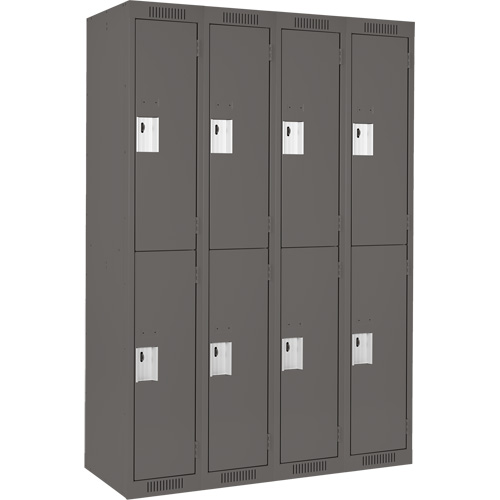 Clean Line Lockers, 2 -tier, Bank of 4, 48" x 18" x 72", Steel, Charcoal, Rivet (Assembled) R.M.G. Prévention