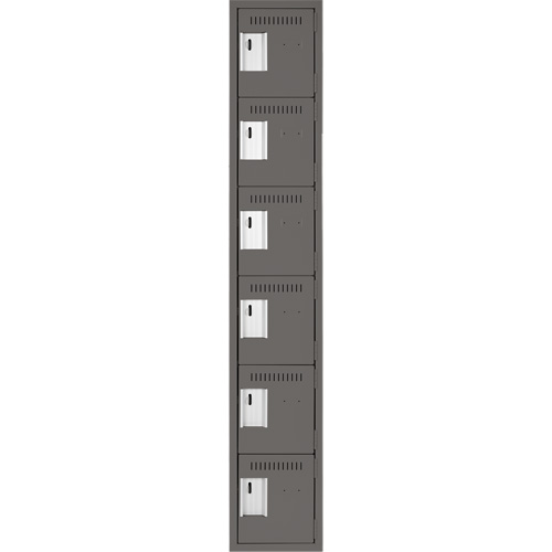 Clean Line Lockerette, 6 -tier, 12" x 18" x 72", Steel, Charcoal, Rivet (Assembled) R.M.G. Prévention