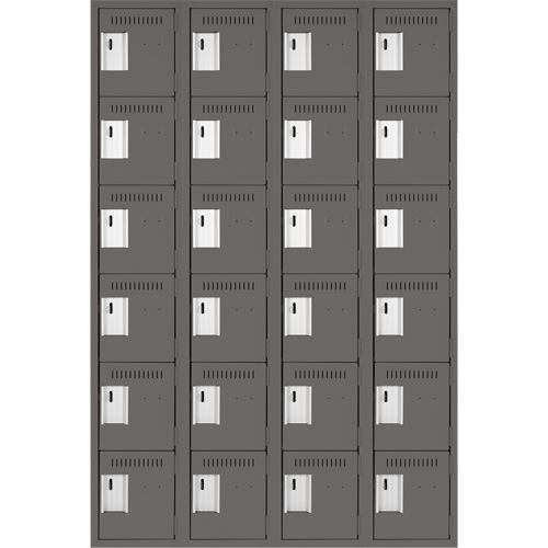 Clean Line Lockerette, 6 -tier, Bank of 4, 48" x 18" x 72", Steel, Charcoal, Rivet (Assembled) R.M.G. Prévention