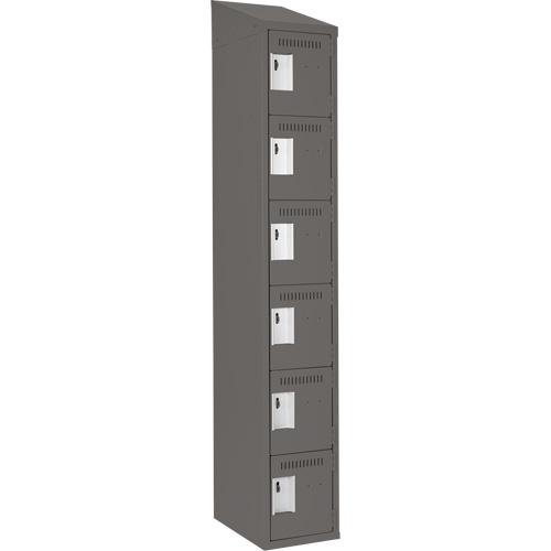 Clean Line Lockerette, 6 -tier, 12" x 18" x 78", Steel, Charcoal, Rivet (Assembled) R.M.G. Prévention