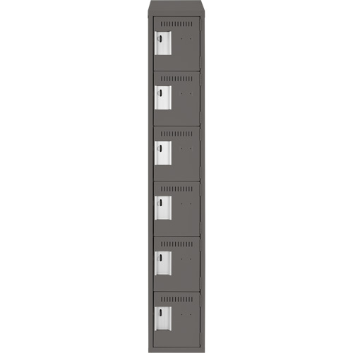 Clean Line Lockerette, 6 -tier, 12" x 18" x 78", Steel, Charcoal, Rivet (Assembled) R.M.G. Prévention