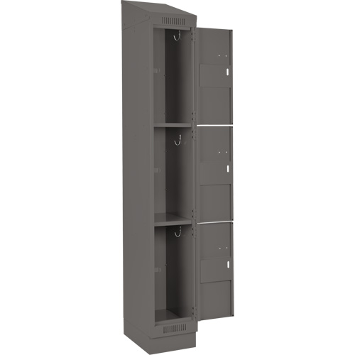 Clean Line Lockers, 3 -tier, Bank of 4, 48" x 18" x 82", Steel, Charcoal, Rivet (Assembled) R.M.G. Prévention