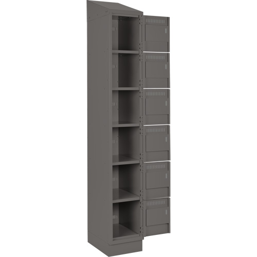 Clean Line Lockerette, 6 -tier, Bank of 4, 48" x 18" x 82", Steel, Charcoal, Rivet (Assembled) R.M.G. Prévention