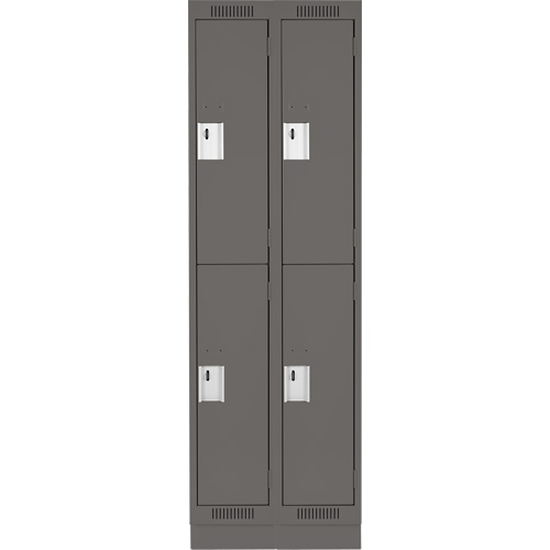 Clean Line Lockers, 2 -tier, Bank of 2, 24" x 18" x 76", Steel, Charcoal, Rivet (Assembled) R.M.G. Prévention