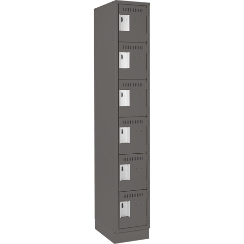 Clean Line Lockerette, 6 -tier, 12" x 18" x 76", Steel, Charcoal, Rivet (Assembled) R.M.G. Prévention