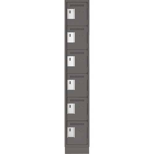 Clean Line Lockerette, 6 -tier, 12" x 18" x 76", Steel, Charcoal, Rivet (Assembled) R.M.G. Prévention