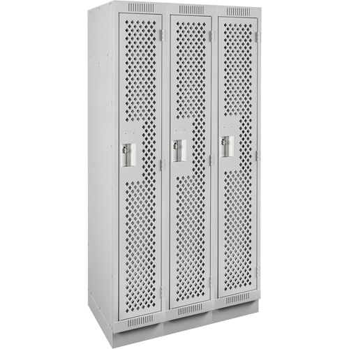 Casiers Clean Line, Bloc de 3, 36" x 18" x 76", Acier, Gris, Rivet (assembl&eacute;), Perfor&eacute; R.M.G. Prévention