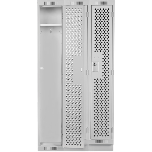 Casiers Clean Line, Bloc de 3, 36" x 18" x 76", Acier, Gris, Rivet (assembl&eacute;), Perfor&eacute; R.M.G. Prévention