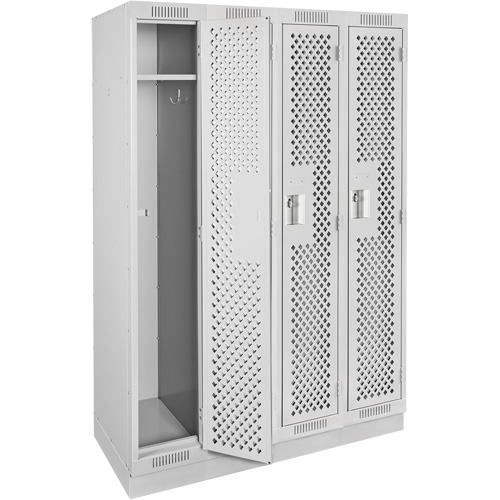 Clean Line Lockers, Bank of 4, 48" x 18" x 76", Steel, Grey, Rivet (Assembled), Perforated R.M.G. Prévention