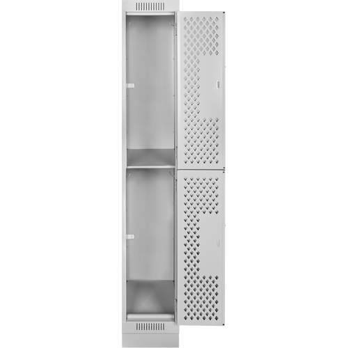 Casiers Clean Line, 2 niveaux, 12" x 15" x 76", Acier, Gris, Rivet (assembl&eacute;), Perfor&eacute; R.M.G. Prévention