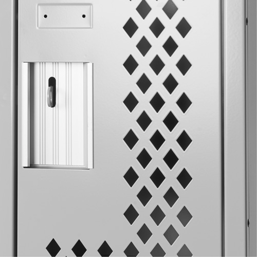 Clean Line Lockers, 2 -tier, 12" x 15" x 72", Steel, Grey, Rivet (Assembled), Perforated R.M.G. Prévention