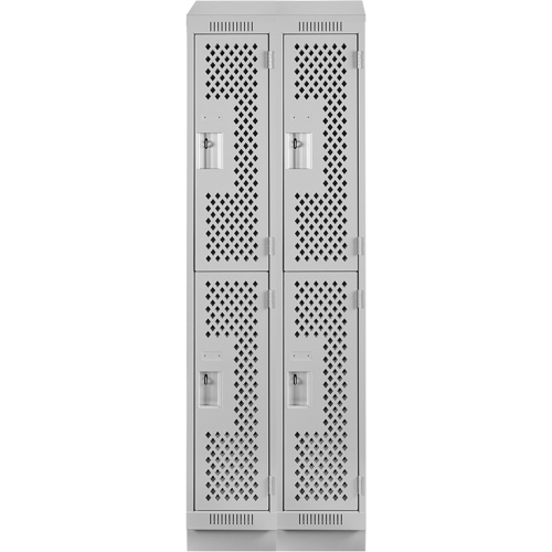 Clean Line Lockers, 2 -tier, Bank of 2, 24" x 18" x 82", Steel, Grey, Rivet (Assembled), Perforated R.M.G. Prévention