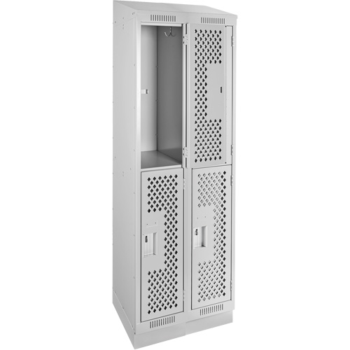 Clean Line Lockers, 2 -tier, Bank of 2, 24" x 18" x 82", Steel, Grey, Rivet (Assembled), Perforated R.M.G. Prévention