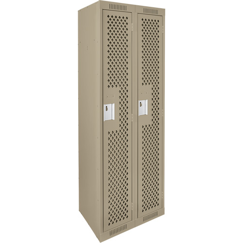 Clean Line Lockers, Bank of 2, 24" x 15" x 72", Steel, Beige, Rivet (Assembled), Perforated R.M.G. Prévention