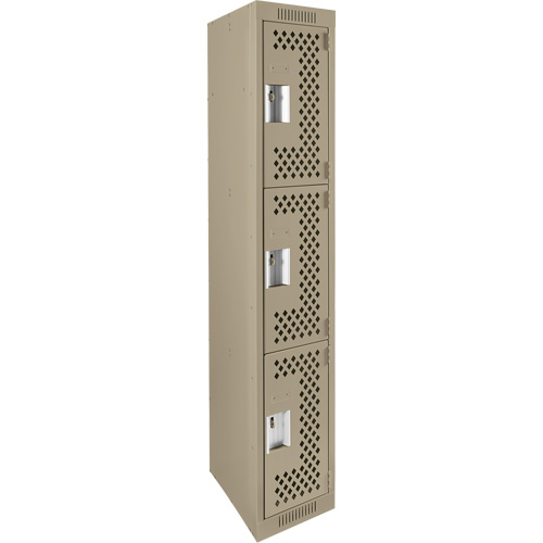 Casiers Clean Line, 3 niveaux, 12" x 12" x 72", Acier, Beige, Rivet (assembl&eacute;), Perfor&eacute; R.M.G. Prévention