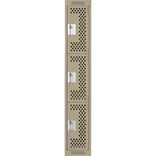 Casiers Clean Line, 3 niveaux, 12" x 12" x 72", Acier, Beige, Rivet (assembl&eacute;), Perfor&eacute; R.M.G. Prévention