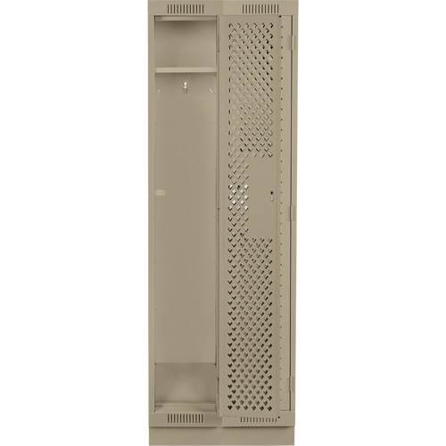 Clean Line Lockers, Bank of 2, 24" x 18" x 76", Steel, Beige, Rivet (Assembled), Perforated R.M.G. Prévention