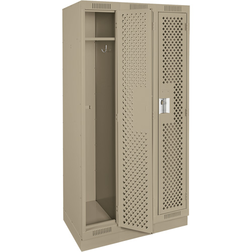 Clean Line Lockers, Bank of 3, 36" x 18" x 76", Steel, Beige, Rivet (Assembled), Perforated R.M.G. Prévention