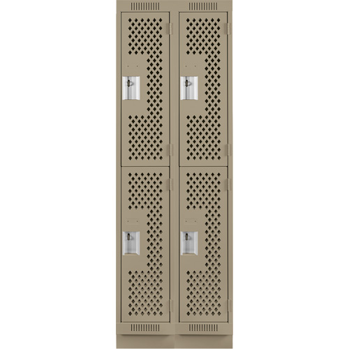 Casiers Clean Line, 2 niveaux, Bloc de 2, 24" x 12" x 76", Acier, Beige, Rivet (assembl&eacute;), Perfor&eacute; R.M.G. Prévention