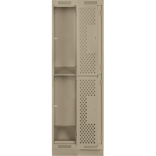 Casiers Clean Line, 2 niveaux, Bloc de 2, 24" x 12" x 76", Acier, Beige, Rivet (assembl&eacute;), Perfor&eacute; R.M.G. Prévention
