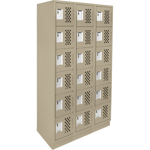 Assembled Lockerettes Clean Line Perforated Economy Lockers, 6 -tier, Bank of 3, 18" x 72" x 12", Steel R.M.G. Prévention