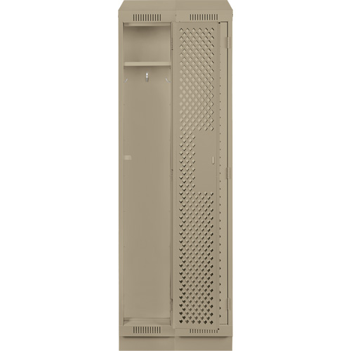 Clean Line Lockers, Bank of 2, 24" x 15" x 82", Steel, Beige, Rivet (Assembled), Perforated R.M.G. Prévention