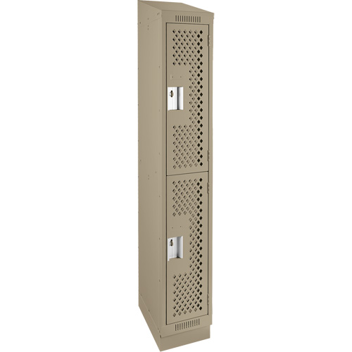 Casiers Clean Line, 2 niveaux, 12" x 12" x 82", Acier, Beige, Rivet (assembl&eacute;), Perfor&eacute; R.M.G. Prévention