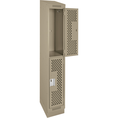 Casiers Clean Line, 2 niveaux, 12" x 12" x 82", Acier, Beige, Rivet (assembl&eacute;), Perfor&eacute; R.M.G. Prévention