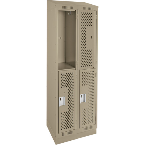 Clean Line Lockers, 2 -tier, Bank of 2, 24" x 15" x 82", Steel, Beige, Rivet (Assembled), Perforated R.M.G. Prévention