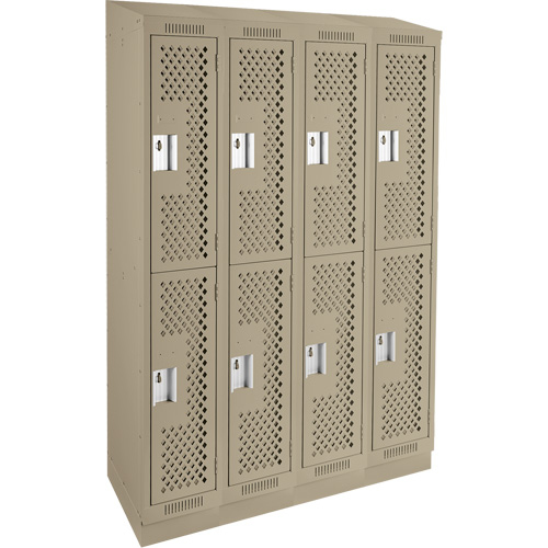 Clean Line Lockers, 2 -tier, Bank of 4, 48" x 12" x 82", Steel, Beige, Rivet (Assembled), Perforated R.M.G. Prévention