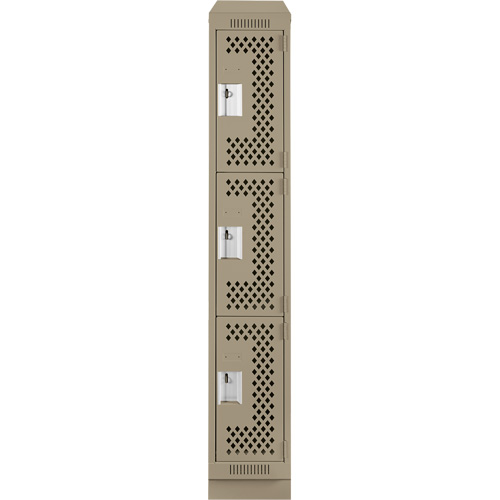 Casiers Clean Line, 3 niveaux, 12" x 12" x 82", Acier, Beige, Rivet (assembl&eacute;), Perfor&eacute; R.M.G. Prévention