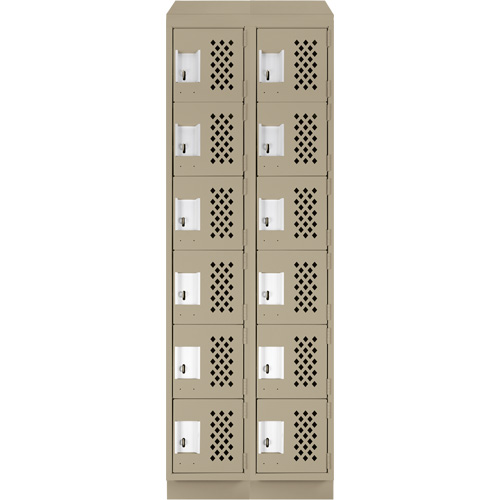 Assembled Lockerettes Clean Line Perforated Economy Lockers, 6 -tier, Bank of 2, 18" x 72" x 12", Steel R.M.G. Prévention